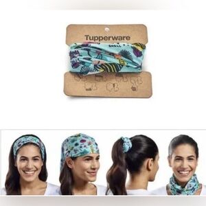 NEW Tupperware Utopic Shore Multi-Use Bandana Scarf Aqua Seashell Print